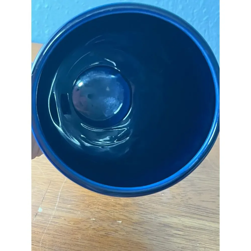 VTG Homer Laughlin Fiestaware Mug Embossed Cobalt Blue Pedestal Cappucino Latte